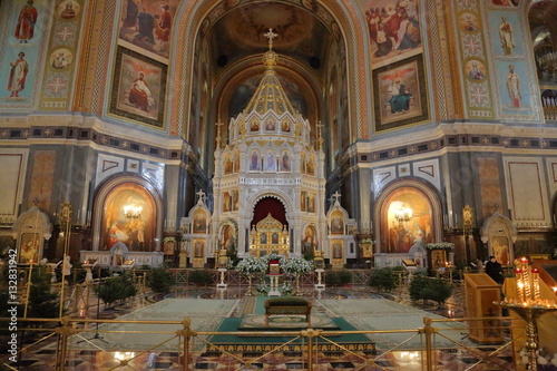 MOSCOW, RUSSIA - JANUARY 10, 2017: Inside the Cathedral of Christ the Savior. The interior of the main Orthodox Christian church in Russia