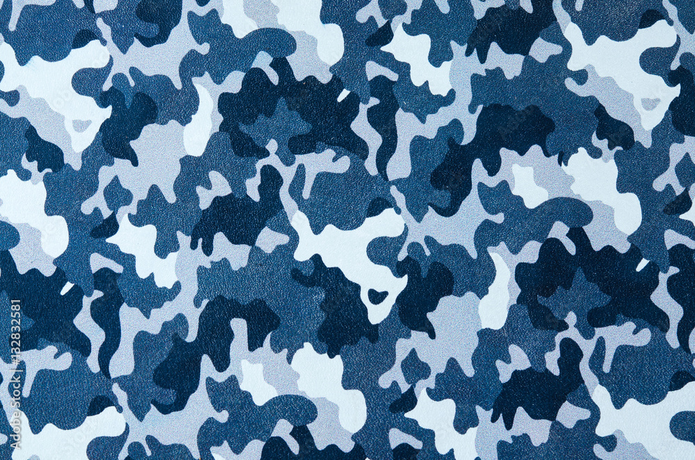 Blue camouflage pattern leather texture closeup. Use for backgro Blue camouflage pattern leather texture closeup. Use for backgro