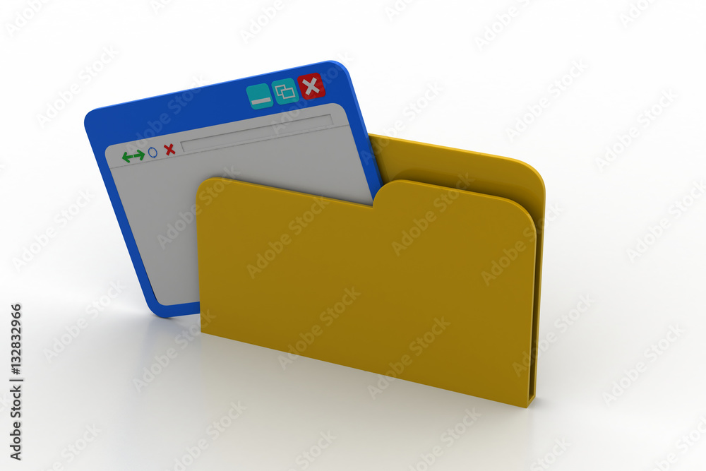 Browser window on file folder Browser window on file folder