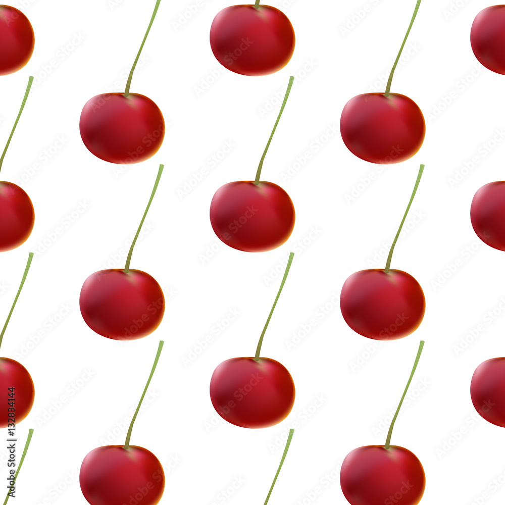Sweet red cherries on branch filled with vitamin freshness. Seamless pattern. Sweet red cherries on branch filled with vitamin freshness. Seamless pattern.