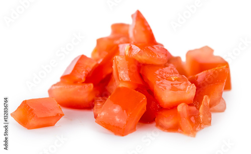 Tomatoes (diced) (isolated on white)