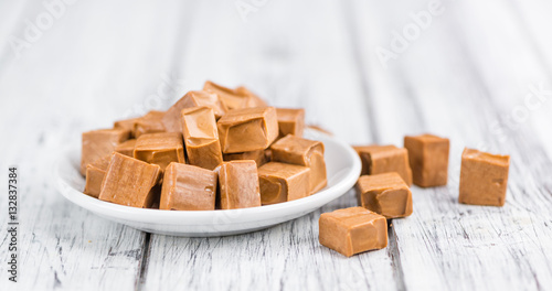 Caramel candy (selective focus, close-up shot)