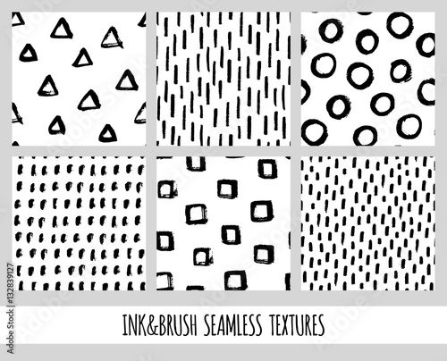 Set of seamless black and w...