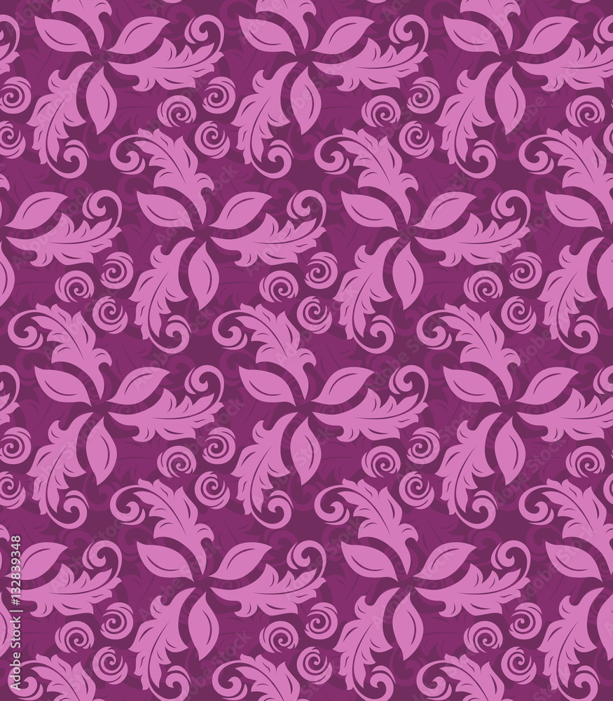 Floral purple ornament. Seamless abstract classic pattern with flowers