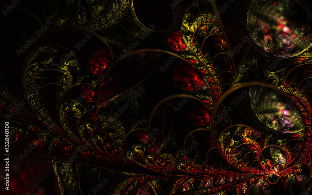 Decorative fractal abstract ornament on black background Decorative fractal abstract ornament on black background