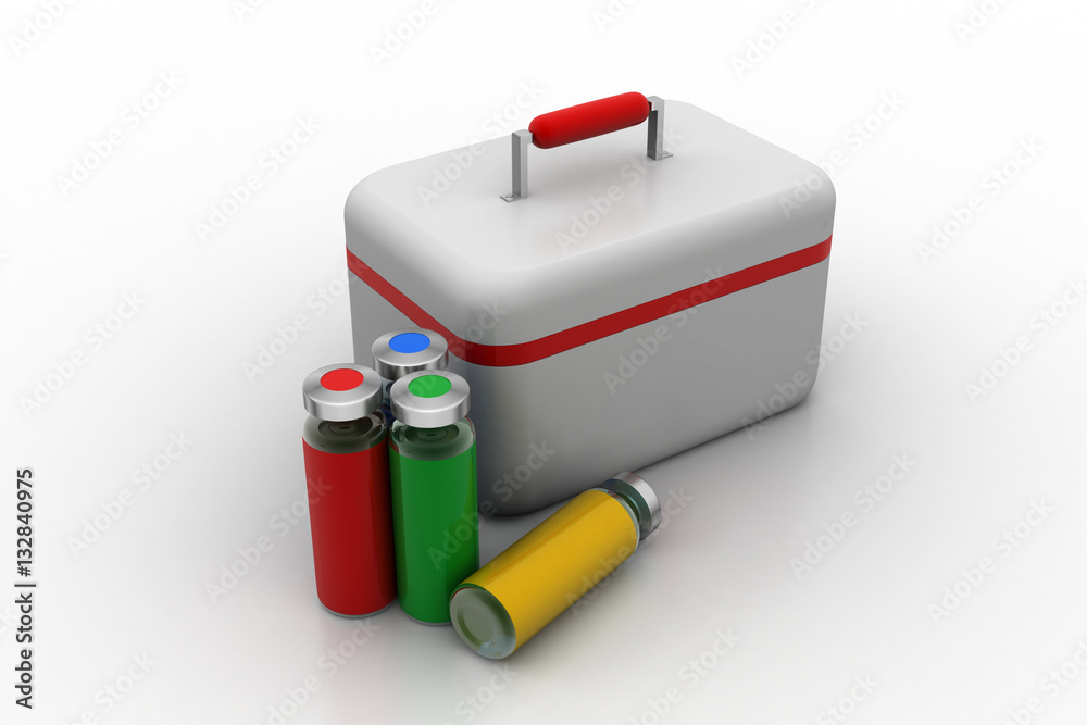 First aid kit with injection bottle First aid kit with injection bottle