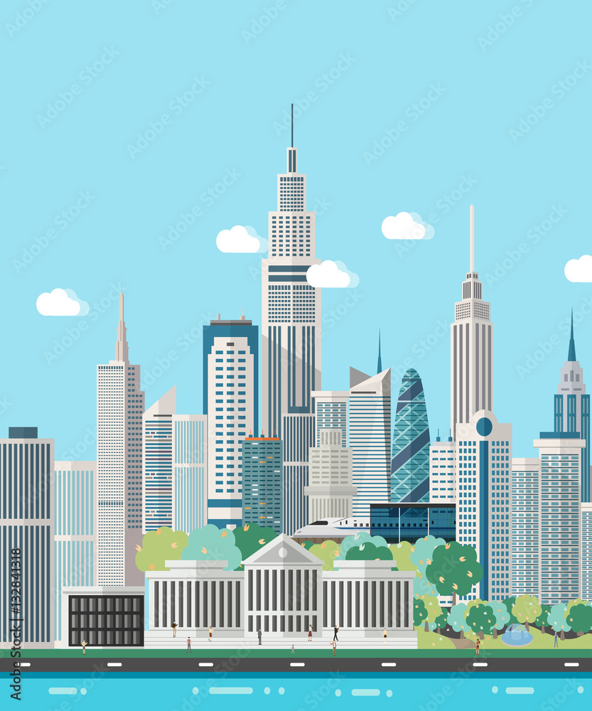 Smart city skyline vector illustration.