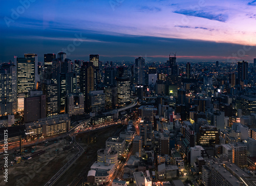 OSAKA City, Cityscape view from UMEDA Sky Building at twilight