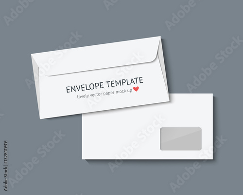 White paper envelopes isolated on dark gray background. Realistic vector template mocup for graphic designer portfolio and business id