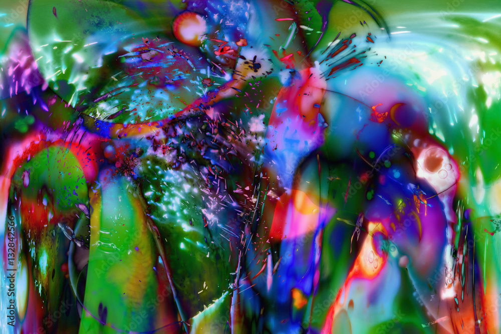 Fototapeta premium Chaotic shining iridescent dabs of paint.