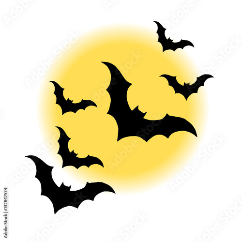 vector halloween night moon horror bat background