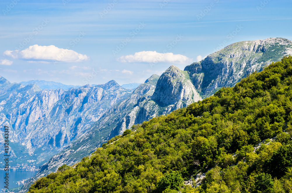 panoramic view on mountains near Kotor, Montenegro.