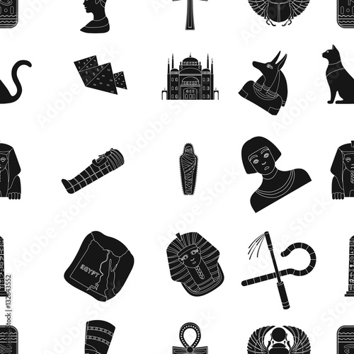 Ancient Egypt pattern icons in black style. Big collection of ancient Egypt vector symbol stock illustration