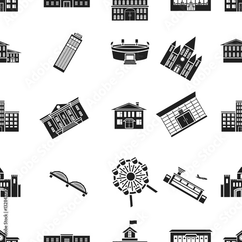 Building pattern icons in black style. Big collection of building vector symbol stock illustration