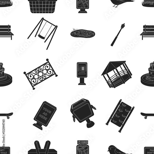 Park pattern icons in black style. Big collection of park vector symbol stock illustration