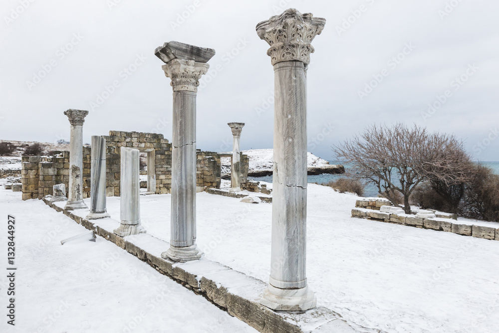 Chersonesus ruins in Crimea, Sevastopol in winter time
