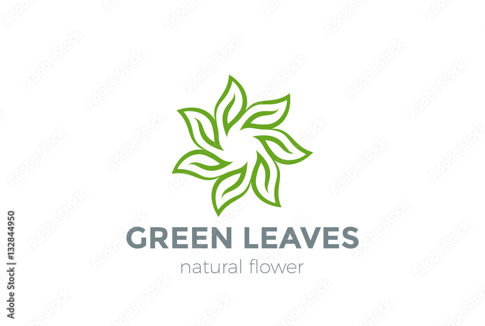 Green Leaves Star Logo design vector Green Leaves Star Logo design vector