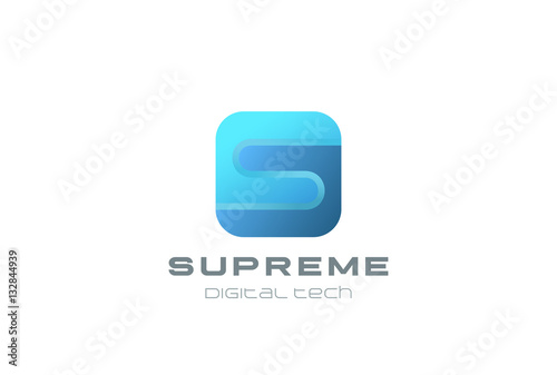 S letter Logo square shape design vector technology style