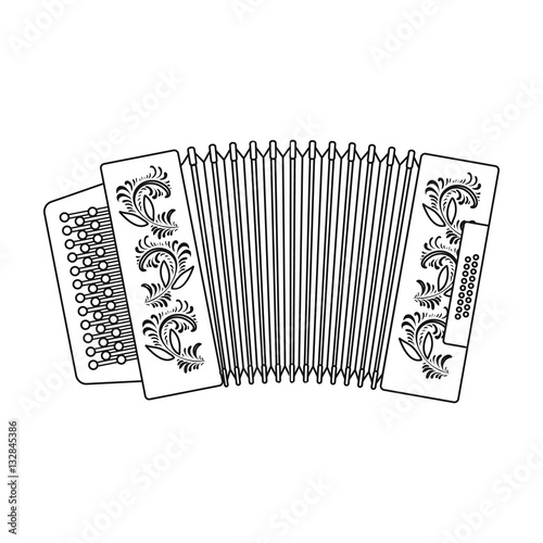 Classical bayan, accordion or harmonic icon in outline style isolated on white background. Russian country symbol stock vector illustration.