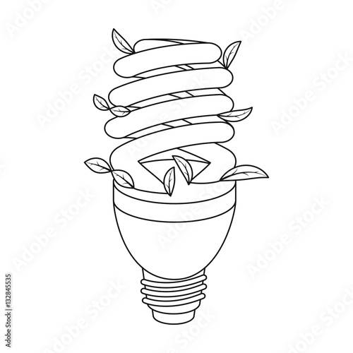 Ecological fluorescent lamp icon in outline style isolated on white background. Bio and ecology symbol stock vector illustration.