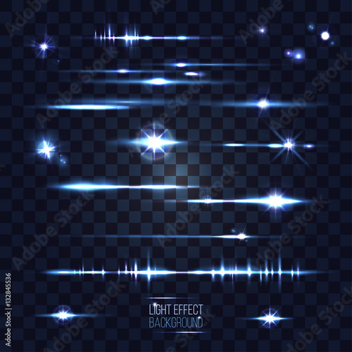 set of abstract lens stars stripes and flares on transparent bac