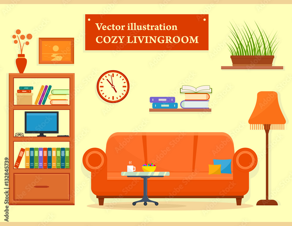 living room interior with sofa and furniture living room interior with sofa and furniture