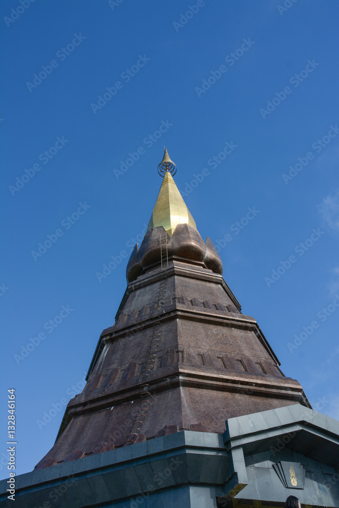 pagoda on the moutain (Noppa methanidon-nop pha phon phum siri stupa),Doi Inthanon National Park, Thailand.