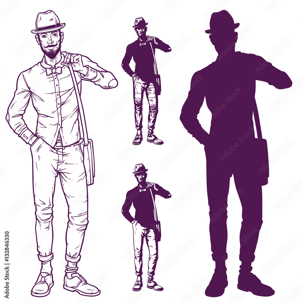 Vector illustration of a fashionable guy