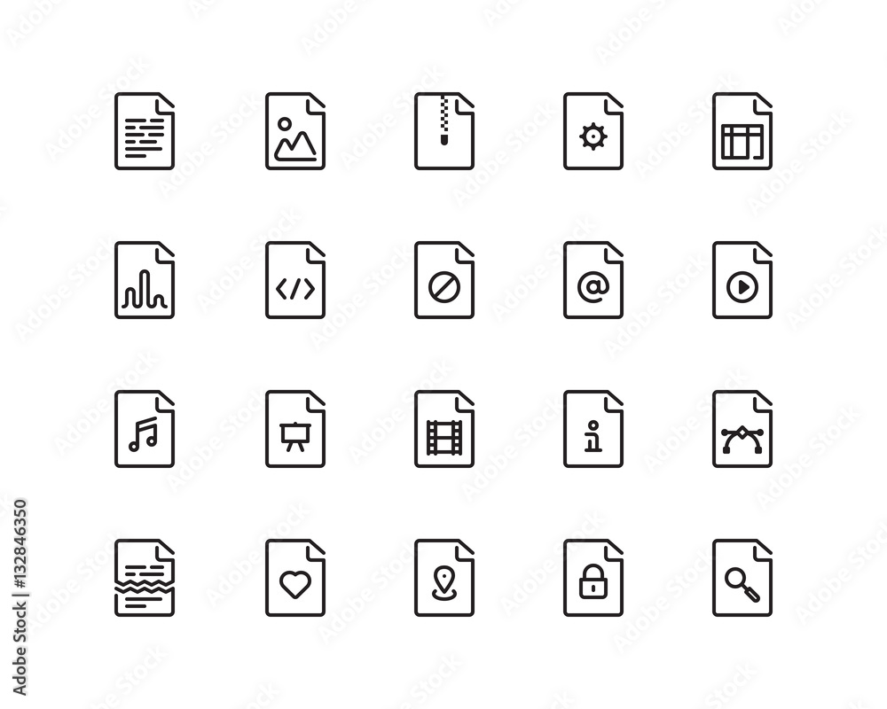 Documents outline style icon set Documents outline style icon set