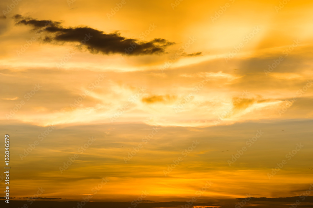 Beautiful orane clouds after sunset