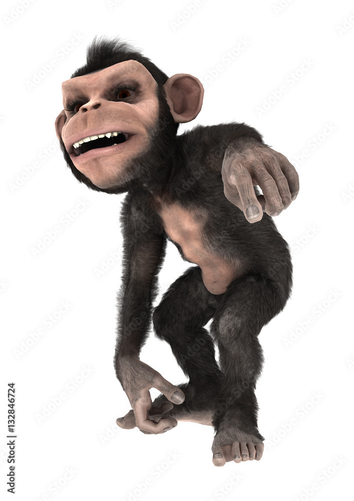 3D Rendering Little Chimpanzee on White 3D Rendering Little Chimpanzee on White