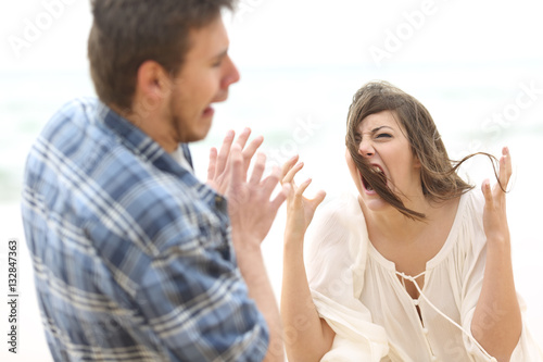 Mad woman shouting to her boyfriend