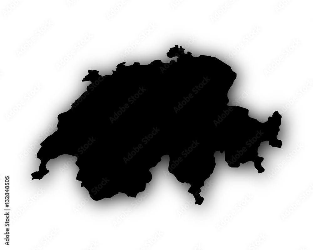 Karte der Schweiz mit Schatten