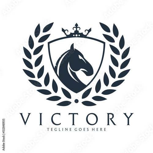 Horse logo. Victorious mustang logotype
