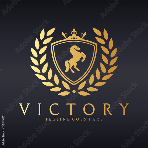 Horse logo. Victorious mustang logotype