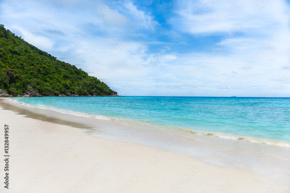 Tropical white sand beach and blue sky. Similan islands