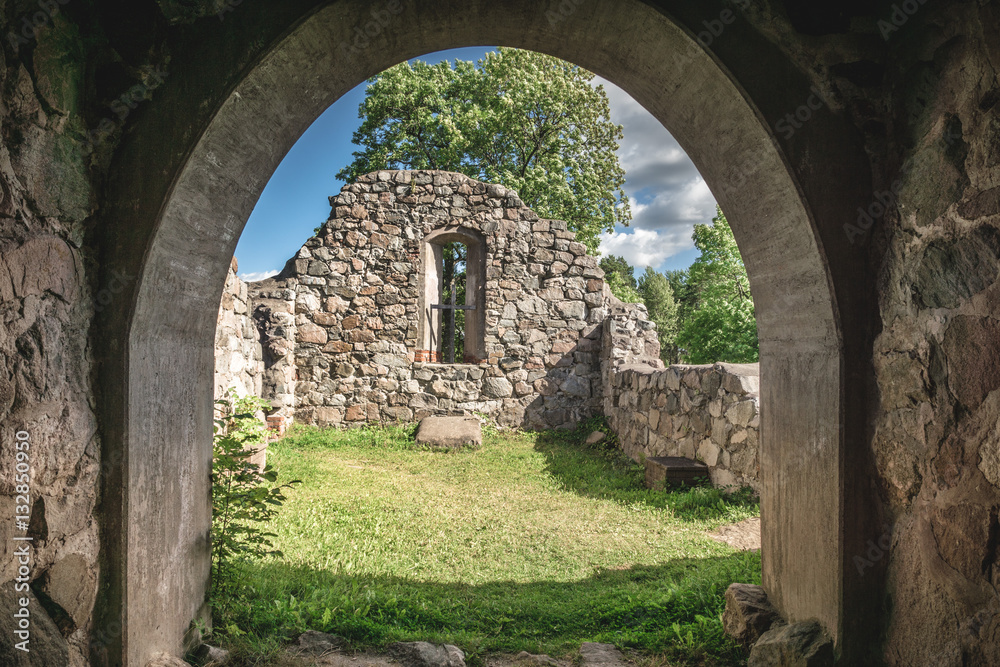 Medieval Church ruin in Rytterne Sweden	