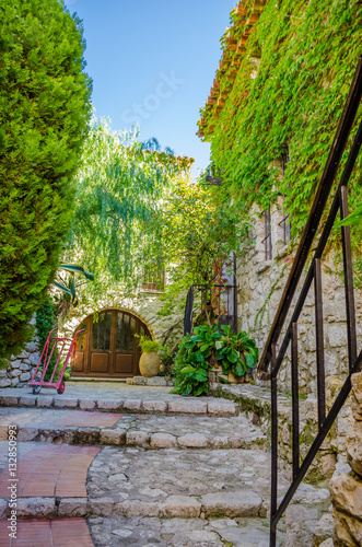 old buildings and narrow streets in village Eze in Provence, France