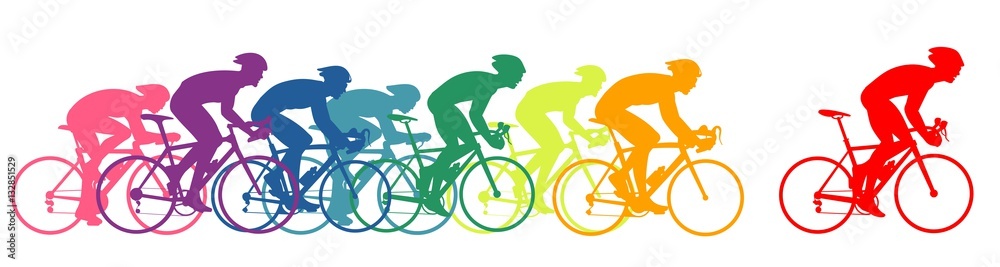 Obraz premium Zawodnicy rowerowi, kolorowi