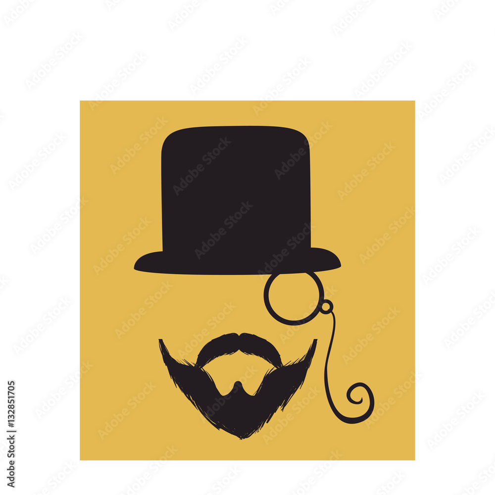 gentleman face hipster style vector illustration design