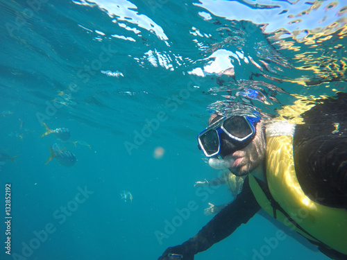 Underwater scuba diving selfie