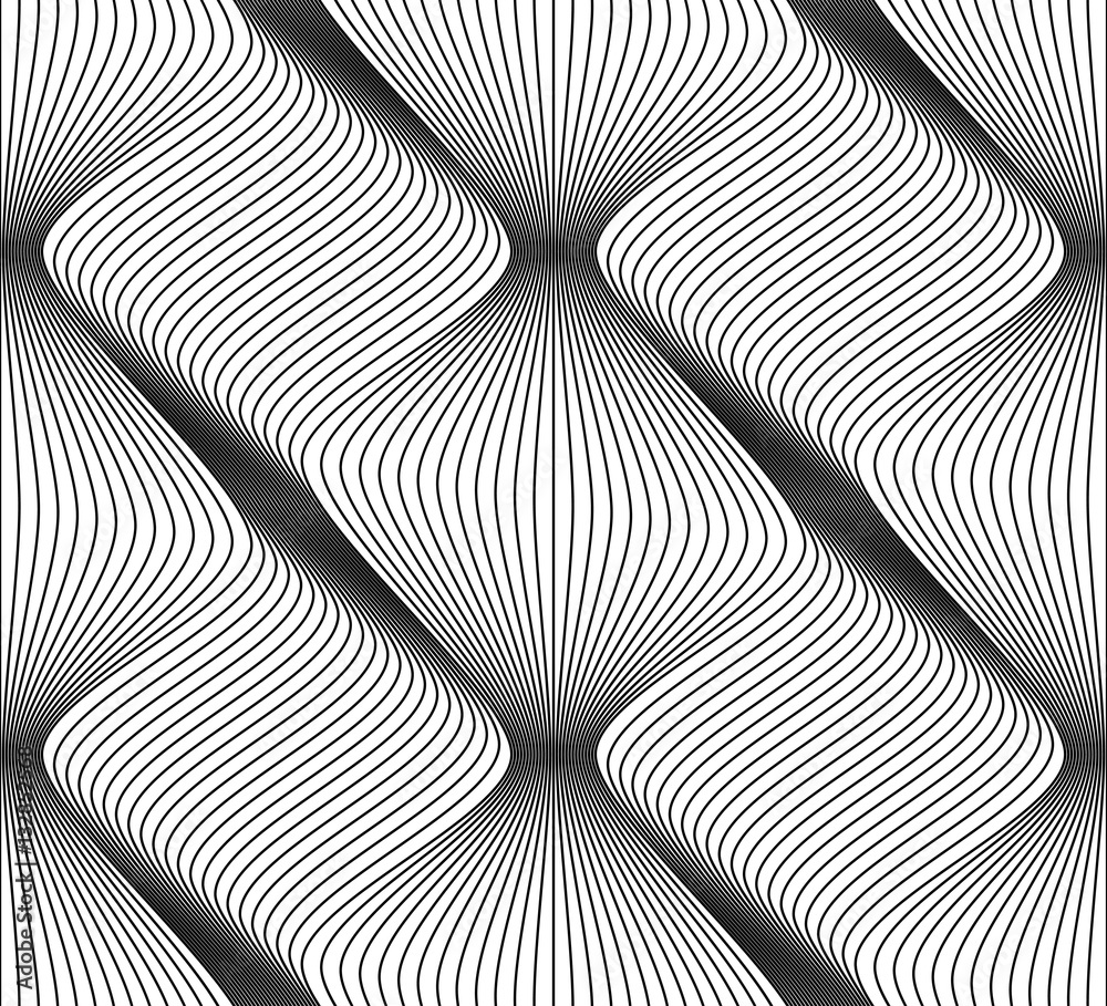 Vector seamless texture. Modern geometric background. Repeating pattern with thin winding threads.