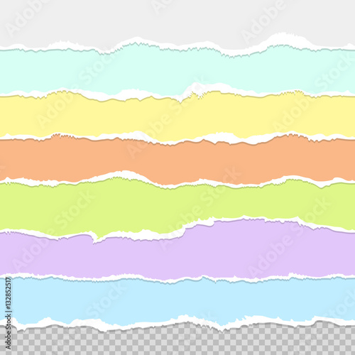 Collection of seamless paper rips multi colored