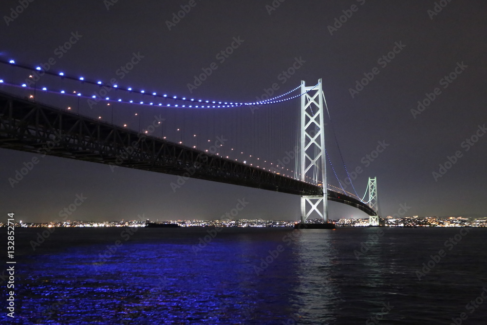 Fototapeta premium 明石海峡大橋ライトアップ