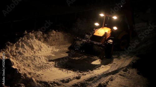 a tractor working at night
