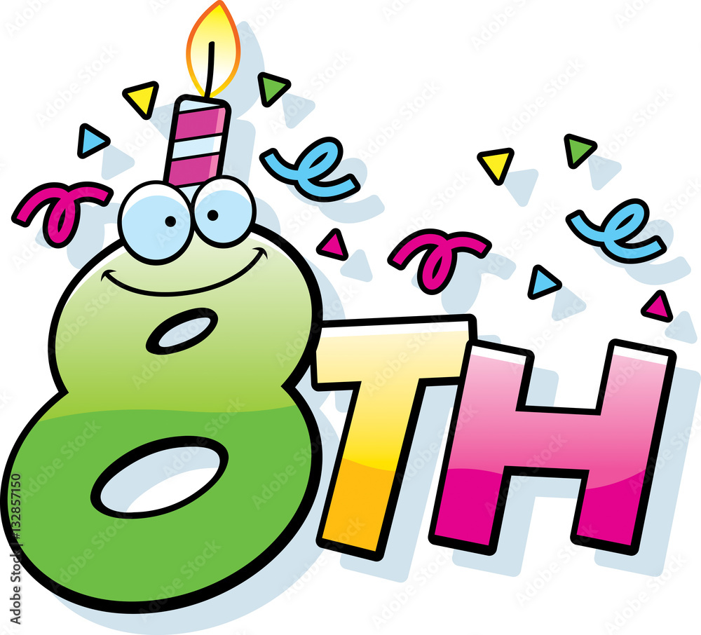Fototapeta premium Cartoon 8th Birthday