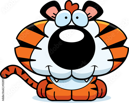 Fototapeta Naklejka Na Ścianę i Meble -  Cartoon Happy Tiger Cub