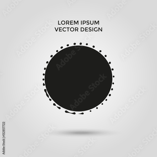 Grunge creative painted circle for logo, label, branding. Black brush stain texture. Vector illustration.
