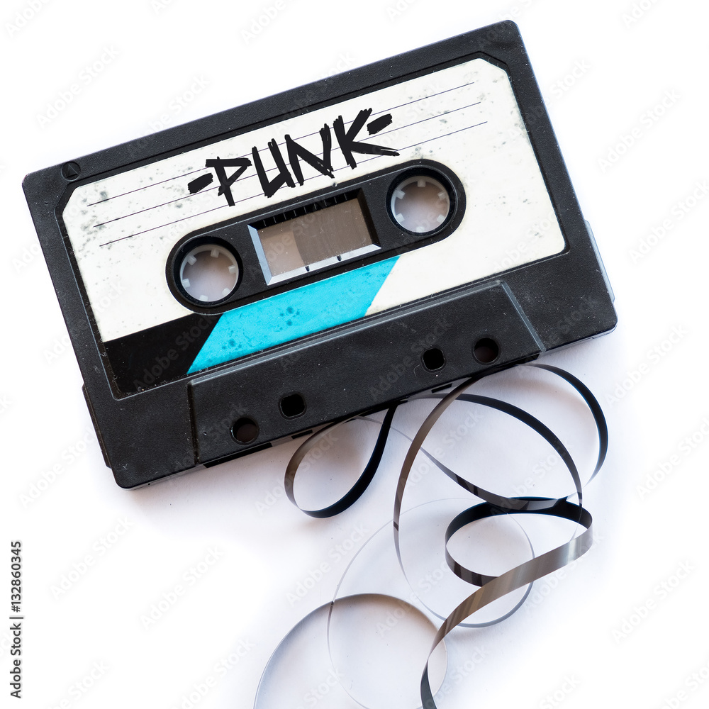 Naklejka premium punk musical genre audio tape label