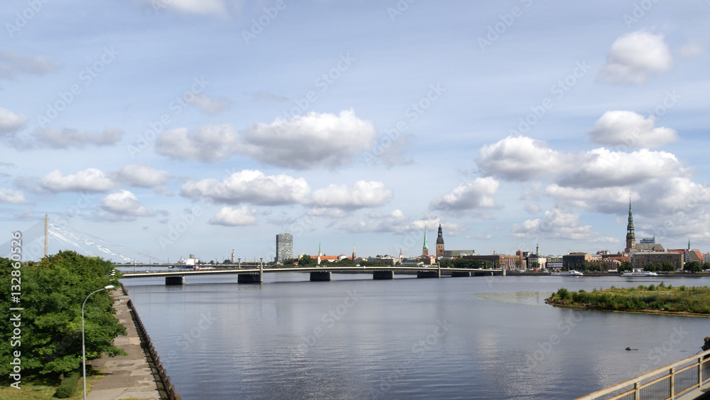 Panorama of the city. The river Daugava. Riga, Latvia Panorama of the city. The river Daugava. Riga, Latvia